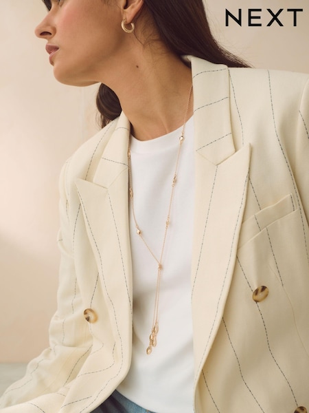 Gold Tone Diamond Y Necklace Made With Recycled Metals (B81520) | AED26