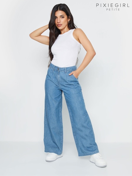 PixieGirl Petite 100% Cotton Chambray Wide Leg Jeans (B81536) | €45