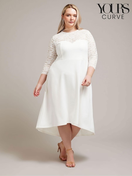 Yours Curve White Lace Sweetheart Dress (B81560) | €62