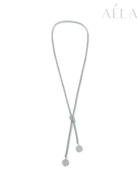 Aela Silver Tone Stone Tube Lariat Necklace (B81665) | €24