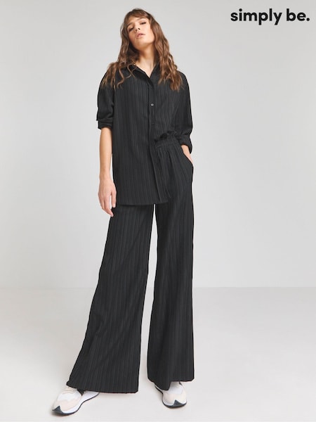 Simply Be Black Textured Wide Leg Trousers (B81862) | €20