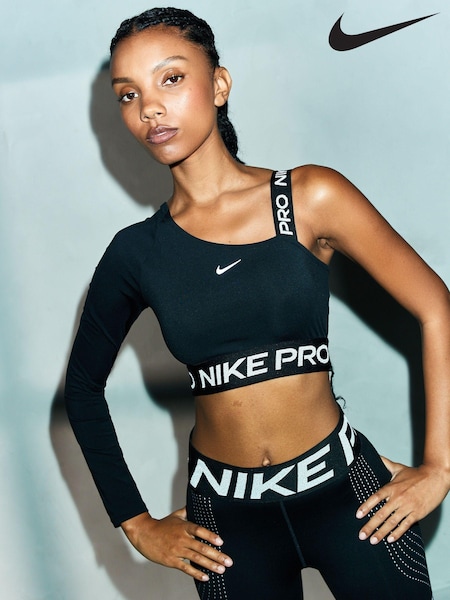 Nike Black Dri-FIT Pro Shine Asymmetrical Cropped Top (B81991) | €33