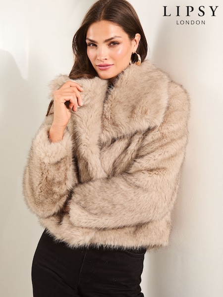 Lipsy Faux Fur Shawl Collar Coat (B82014) | 333 LEI