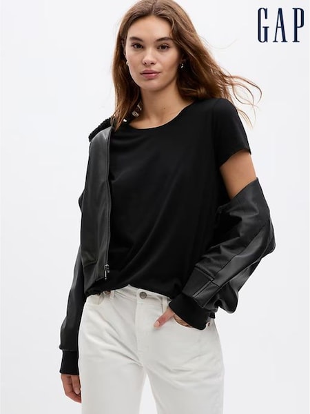 Musta - Gap Suosikit Cotton-Modal Lyhyt hiha T-paita (B82251) | €19
