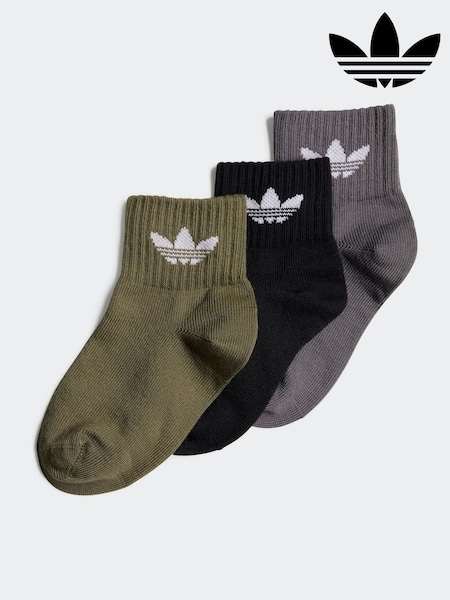 Grün/Schwarz - adidas Originals Kids Mid Ankle Socks 3 Pack (B82274) | 9 €