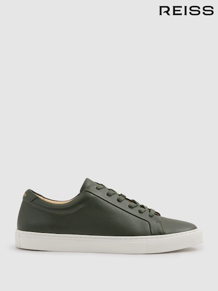 Reiss Forest Green Luca Tumbled Grained Leather Trainers (B82277) | €229