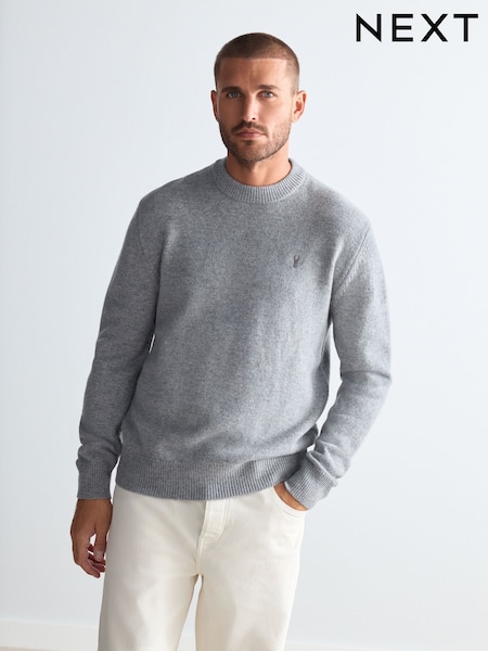 Light Grey Stag Logo Regular Fit 100% Lambswool Premium Jumper (B82285) | €23.50