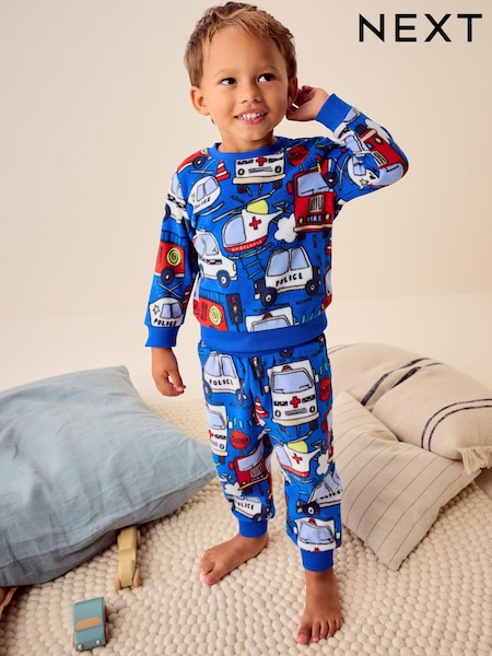 Punainen/Sininen hätäajoneuvo - Single Soft Touch Fleece With Elastane Pyjamas (9mths-12yrs) (B82370) | €15 - €18