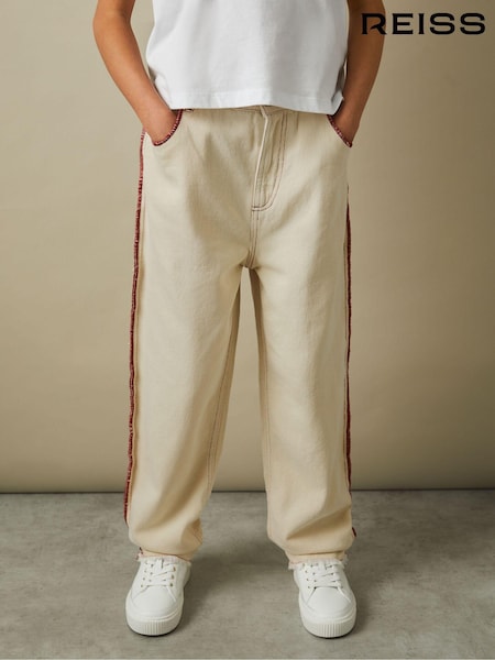 Reiss Ecru Emmefa 9-13 yrs Contrast Stitch Frayed Hem Jeans (B82519) | €66