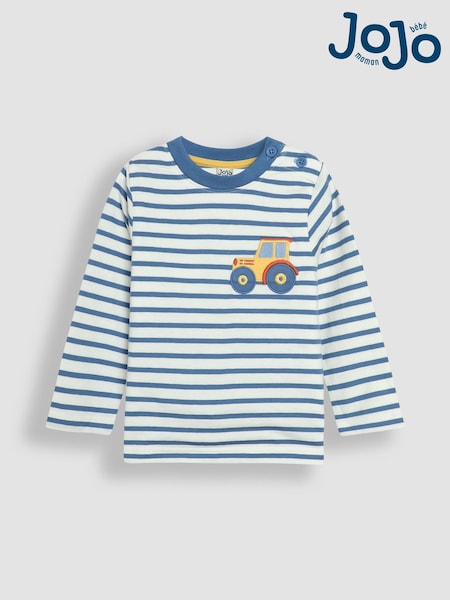 Denim Blau Traktor - JoJo Maman Bébé Oberteil mit Tasche und Applikation (B82531) | 26 €