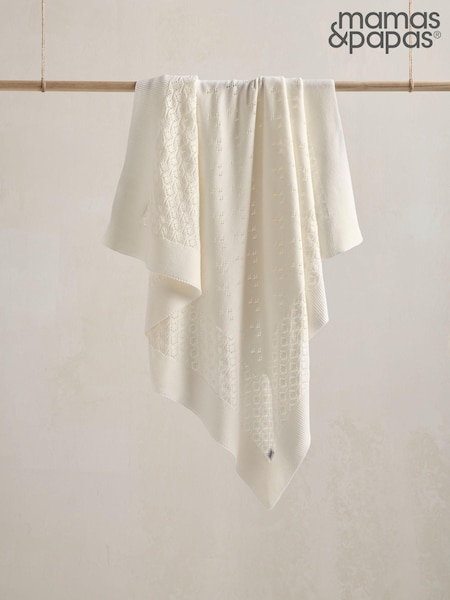 Mamas & Papas Cream Small Knitted Blanket Pointelle (B82604) | €44
