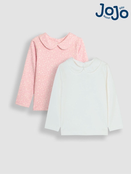 Rose Vaaleanpunainen - Jojo Maman Bébé 2-pack Ditsy Floral Peter Pan Tops (B82628) | €36