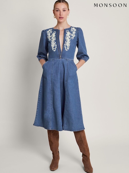 Monsoon Blue Kaia Cornelli Dress (B82669) | €108