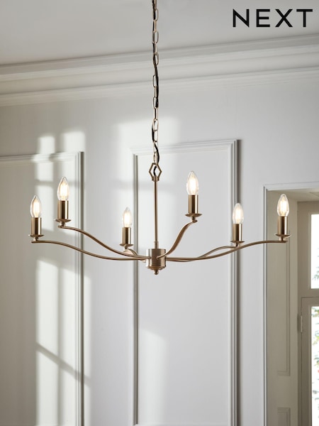Brushed Chrome Chartwell 6 Light Chandelier Light Fitting (B82686) | €198