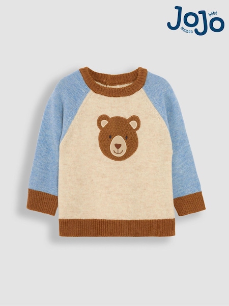 JoJo Maman Bébé Natural Bear Colour Block Lambswool Jumper (B82706) | €21.50