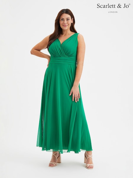 ירוק - Scarlett & Jo Nancy Marilyn Mesh Maxi Dress (B82825) | ‏427‏₪