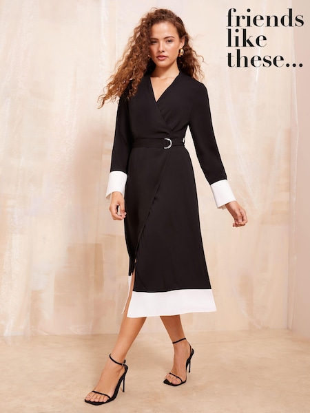 Черный - Friends Like These Colourblock Wrap Dress (B82927) | €33