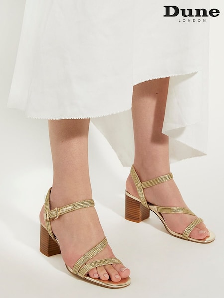 Dune London Gold Jelen Rope Block Heel Sandals (B82938) | €49