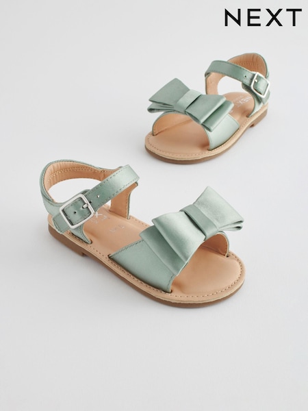 Sage Green Satin Bridesmaid Bow Sandals (B82946) | € 23 - € 28