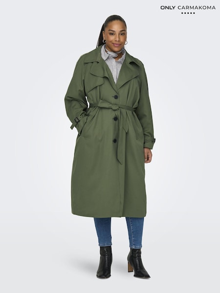 ONLY Curve Green Tie Waist Trench Coat (B82951) | €41.50