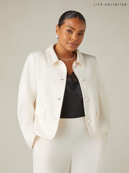 Live Unlimited Ivory White Curve Short Tailored Jacket (B82977) | €66