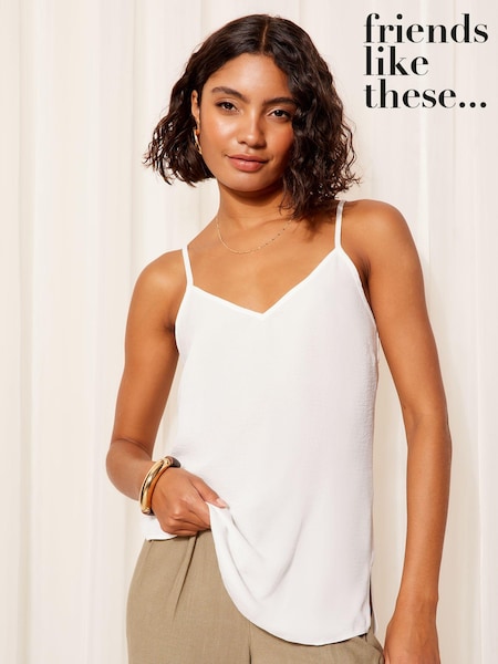 Elfenbeinweiß - Friends Like These Longline V Neck Lightweight Cami Vest (B82983) | 18 €