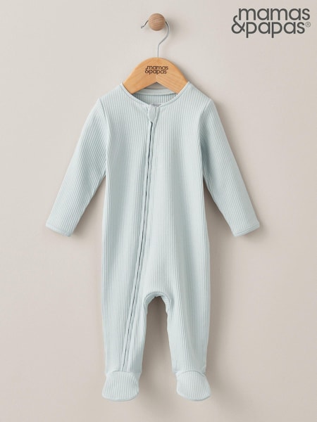 Mamas & Papas Rib Blue Zip Sleepsuit (B83014) | €23