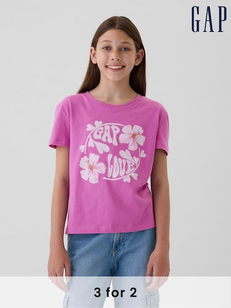 Gap Purple Graphic Short Sleeve Crew Neck T-Shirt (4-13yrs) (B83023) | €8