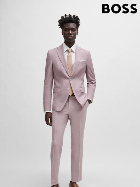 BOSS Pink Slim-Fit Jacket In A Micro-Patterned Cotton Blend (B83028) | €217