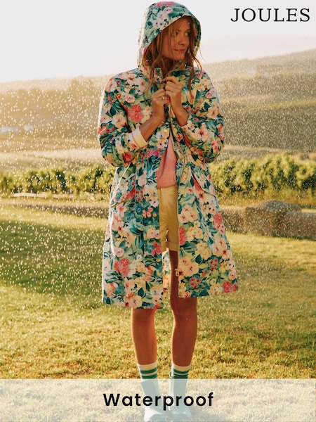 Joules Holkham Floral Waterproof Packable Raincoat With Hood (B83042) | R$ 740
