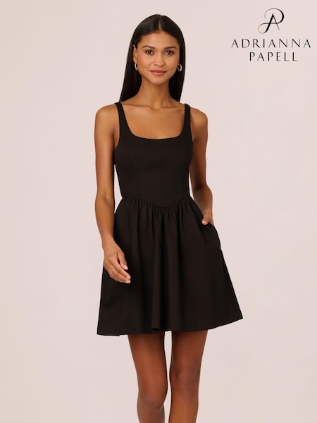 Adrianna Papell Stretch Cotton Short Black Dress (B83110) | €68