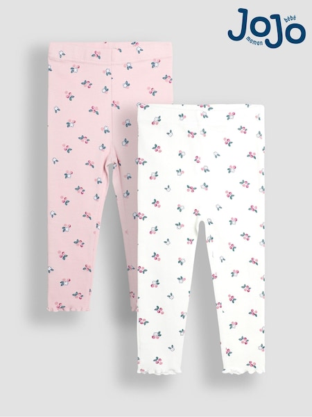 Pink Beerenrot - JoJo Maman Bébé Rib Frill Leggings 2 Pack (B83140) | 35 €