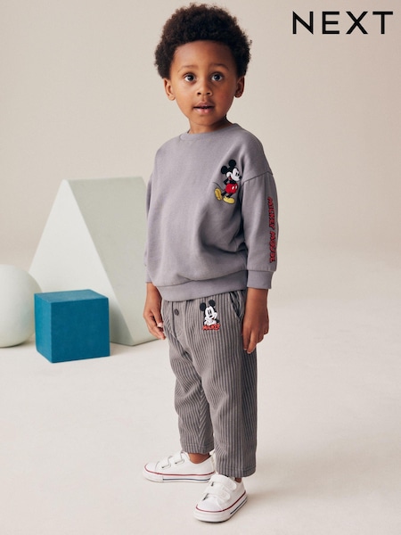 Charcoal Grey Mickey Sweatshirt and Stripe 100% Cotton Joggers Set (3mths-8yrs) (B83305) | €28 - €32