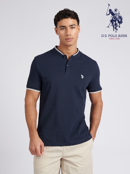 U.S. Polo Assn. Blue Mens Regular Fit 100% Cotton Baseball Polo Shirt (B83317) | €73