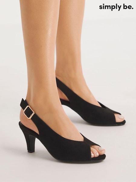 Simply Be Black Peep Toe Heeled Shoes (B83350) | 79 QAR