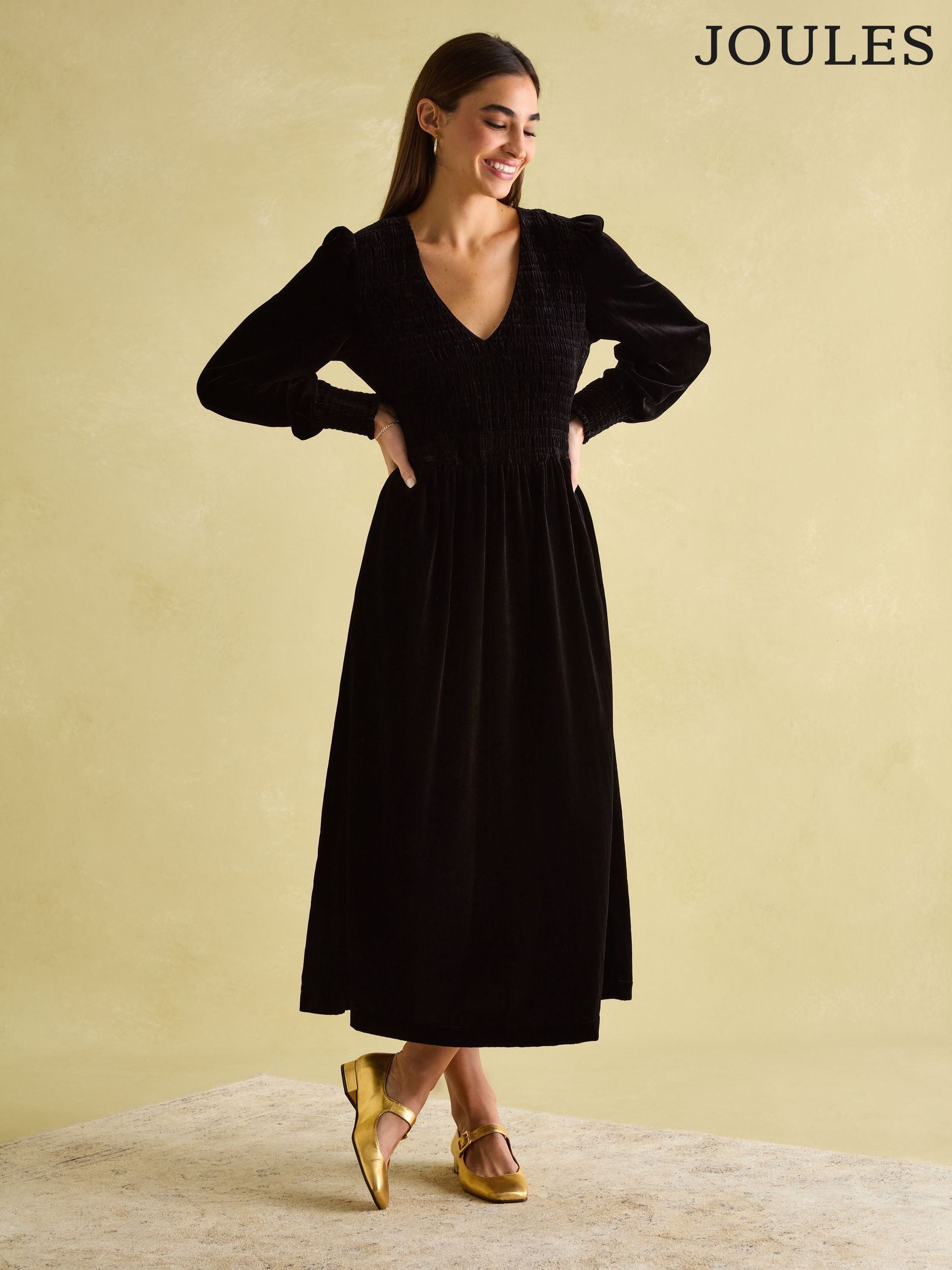 Women s Joules Black Midi V Neck Dresses Next Luxembourg