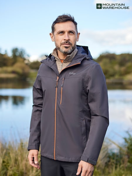 אפור - Mountain Warehouse Brisk Extreme Mens Waterproof Jacket (B83700) | ‏453‏₪