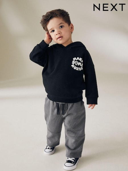 שחור עם פסים - Hoodie And Carpenter Joggers Set (3mths-7yrs) (B83712) | ‏84‏₪ - ‏101‏ ₪