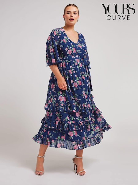 Yours Curve Floral Tiered Maxi Dress (B83773) | 225 LEI