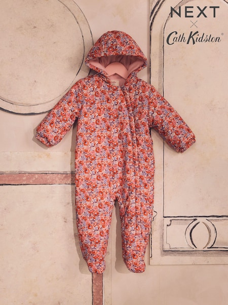 Cath Kidston Red Floral Baby Corduroy All-in-one Pramsuit (B83794) | €57 - €60