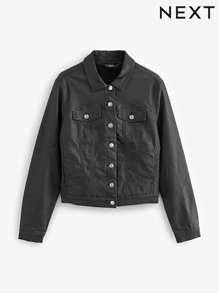 Negri cu căptușeală - Fuller Bust Black Coated Denim Jacket (B83877) | 159 LEI