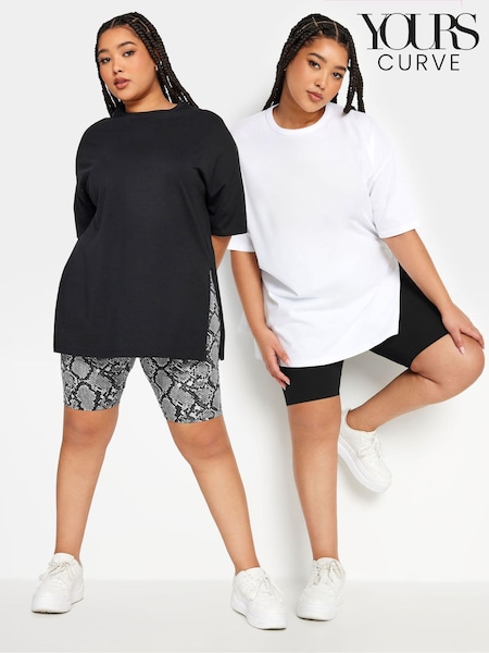 Yours Curve 2 PACK Black Snake Print Cycling Shorts (B83932) | €29
