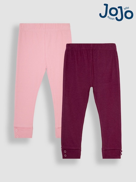 JoJo Maman Bébé Rose Pink 2-Pack Rib Leggings (B83994) | €32