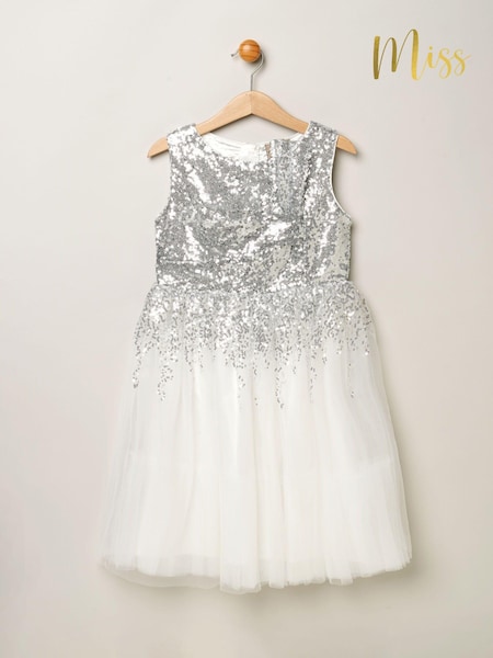 Miss Sequin Twist Bow Waterfall Tulle Skirt Dress (B84119) | €50