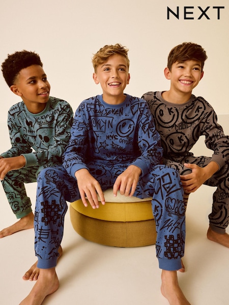 Blue/Green/Neutral Character - 3 Pack Long Sleeve Pyjamas (3-16yrs) (B84141) | NT$1,290 - NT$1,600