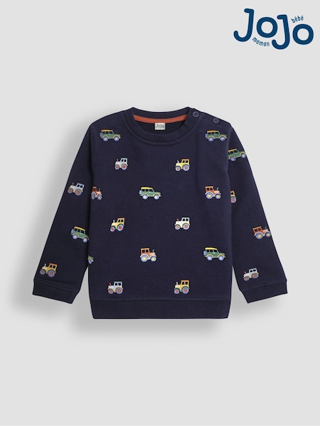 JoJo Maman Bébé Navy Tractor Embroidered Sweatshirt (B84160) | €42