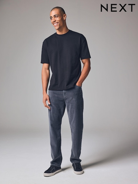 Steel Blue Regular Fit Corduroy 5 Pocket Trousers (B84262) | AED65