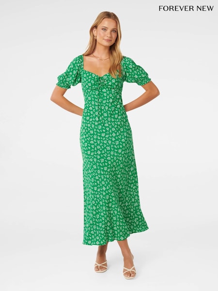 Forever New Green Stevie Puff Sleeves Midi Dress (B84280) | €70