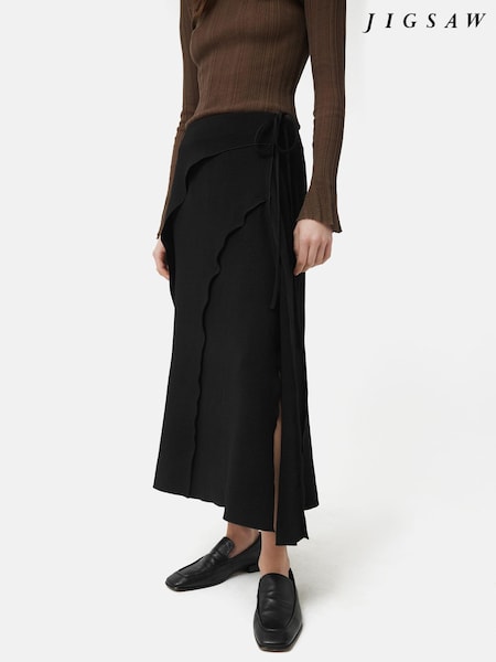 Jigsaw Black Crepe Japanese Seamed Skirt (B84459) | €95