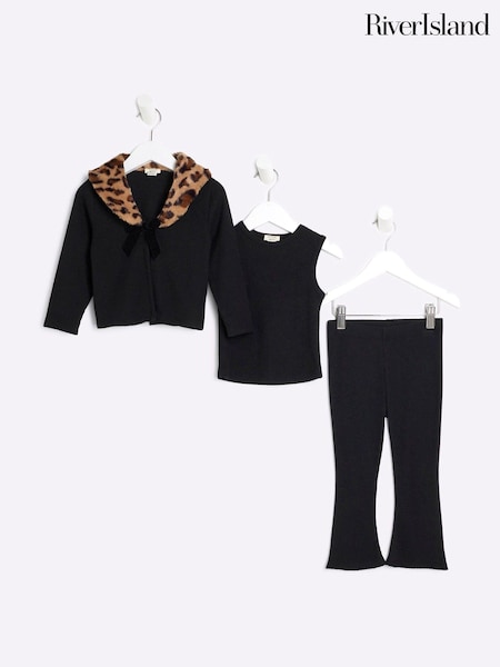 River Island Girls Leopard Print Faux Fur 3 Piece Set (B84716) | 125 LEI